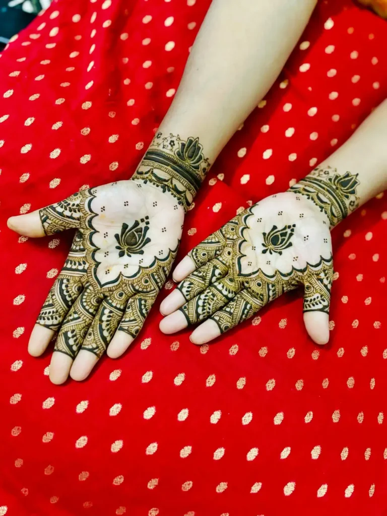 aesthetic lotus mehndi design