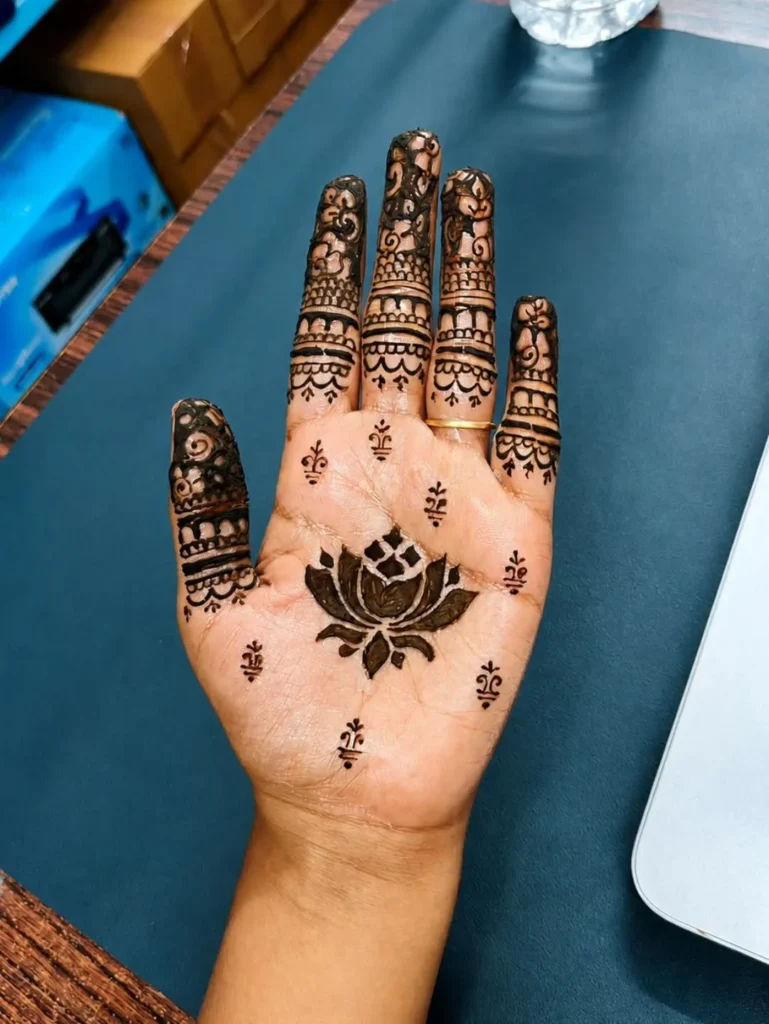 arabic lotus with open spacing mehndi designs