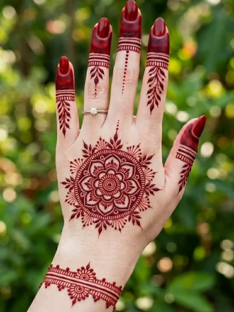 60+ Stylish Back Hand Mehndi Designs You Must Try in 2026! 6 arabic mandala back hand mehndi designs