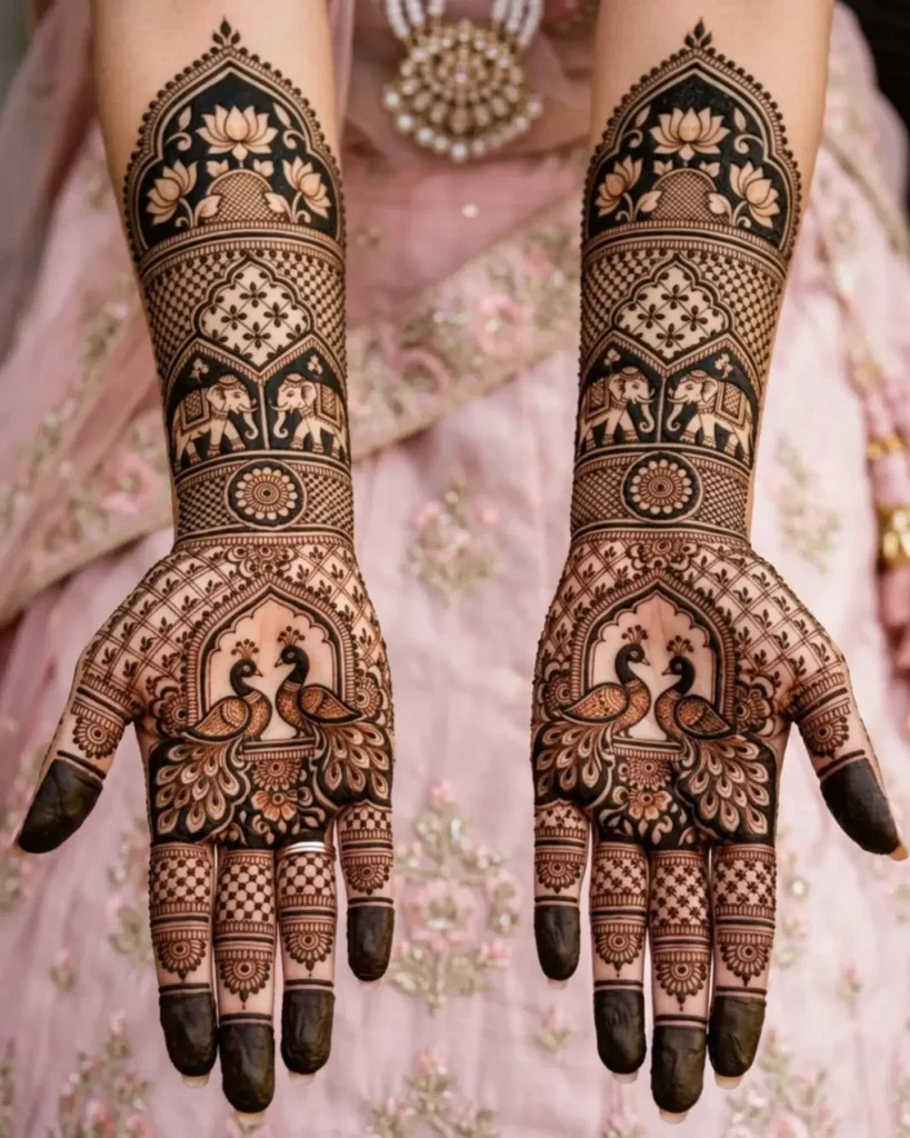 architectural bridal lotus mehndi designs