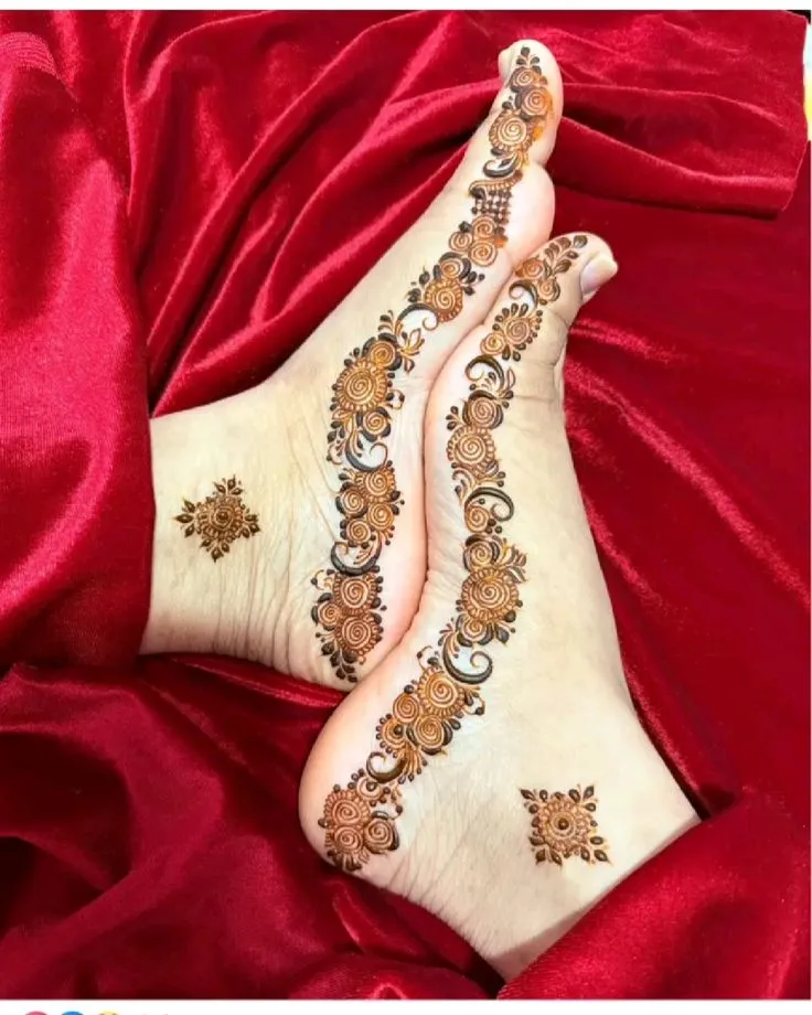 40+ Foot and Leg Mehndi Designs: Easy, Simple & Bridal Look for 2026 33 border side foot and leg mehndi designs
