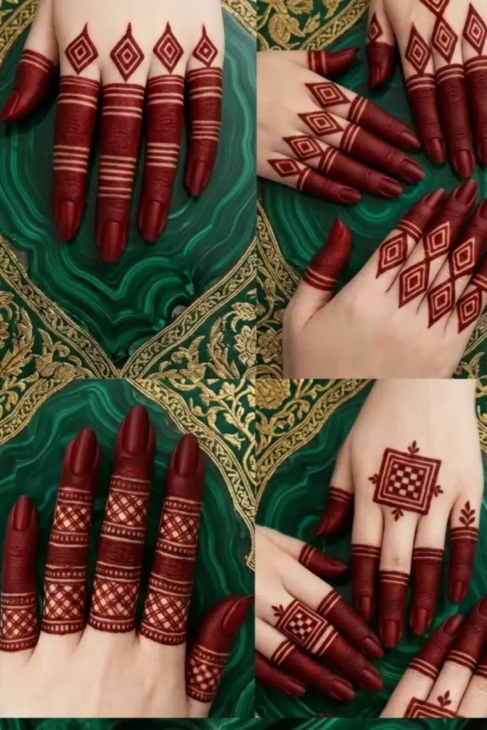 Finger Mehndi Design: 40+ Ideas for When the Event Is Tomorrow 29 chessboard grid finger mehndi design