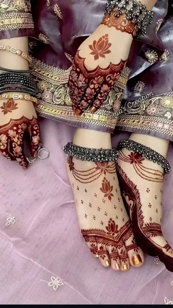 40+ Foot and Leg Mehndi Designs: Easy, Simple & Bridal Look for 2026 43 dotted pearl-style anklet mehndi designs