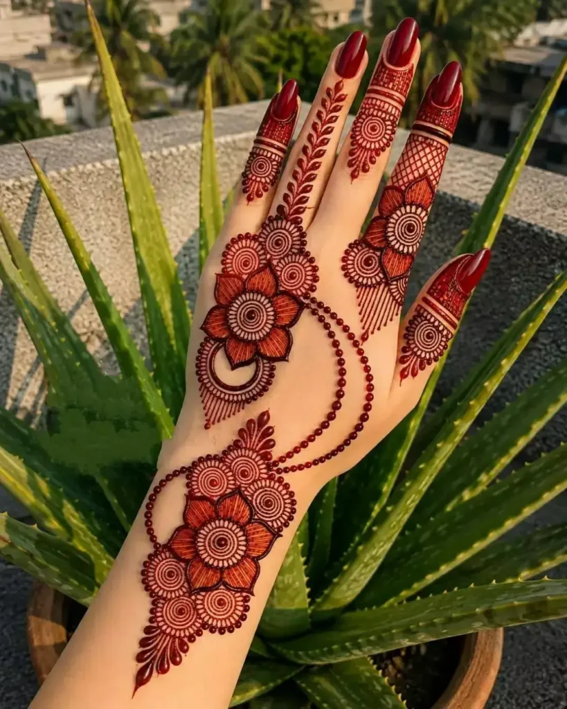60+ Stylish Back Hand Mehndi Designs You Must Try in 2026! 35 droplets back hand mehndi designs