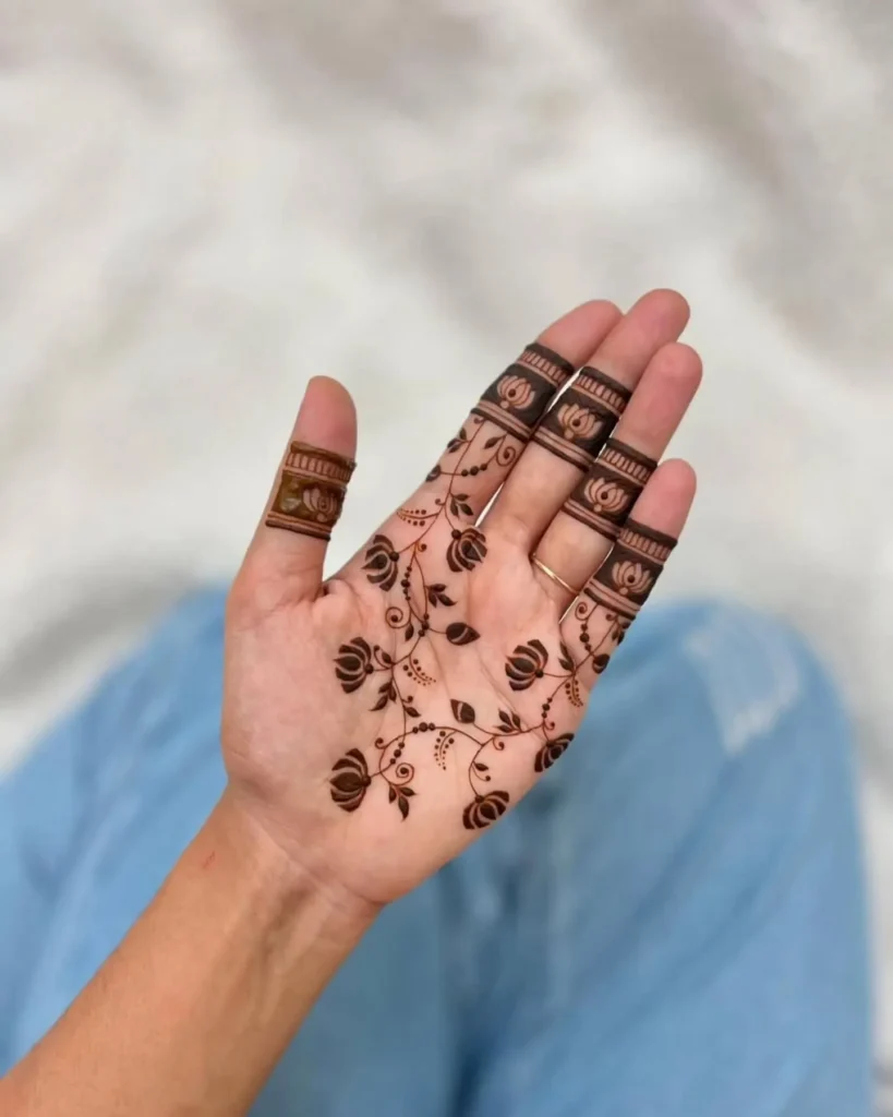 finger-ring style lotus mehndi designs