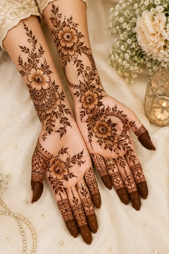 full hand paisley and vine arabic mehndi designs