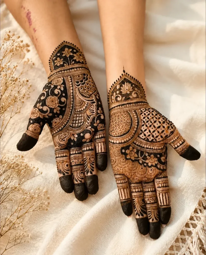 full hand symmetrical arabic mehndi designs