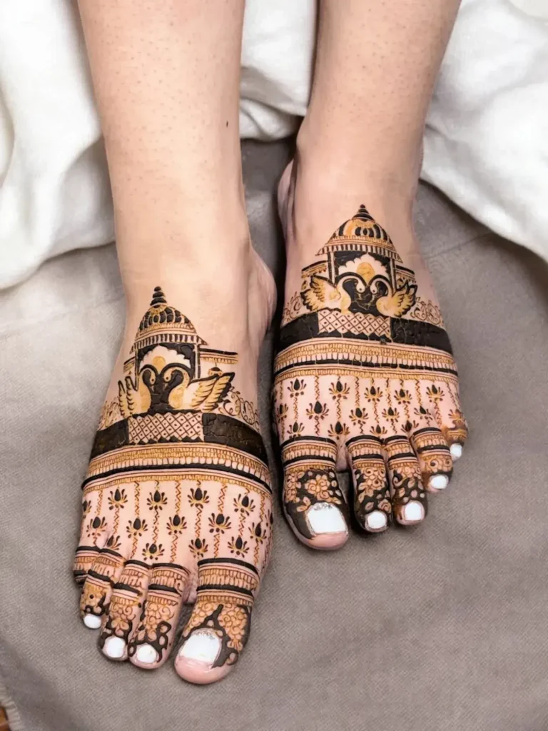 40+ Foot and Leg Mehndi Designs: Easy, Simple & Bridal Look for 2026 11 half-foot dot and line pattern mehndi design