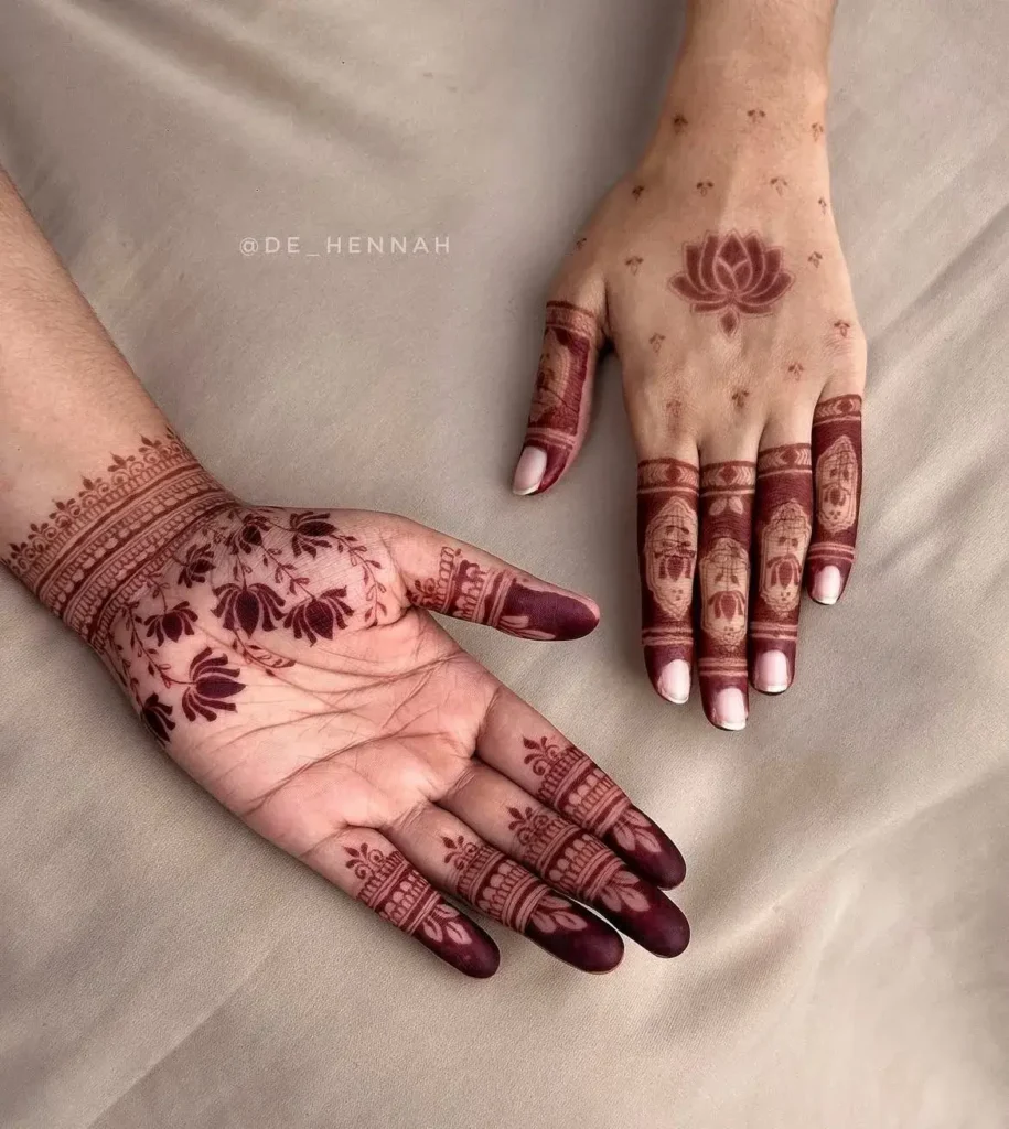 half-hand design from wrist to middle finger arabic mehndi designs