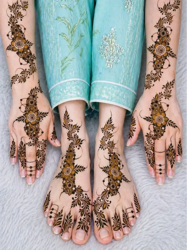 60+ Stylish Back Hand Mehndi Designs You Must Try in 2026! 5 indo-arabic fusion back hand mehndi designs