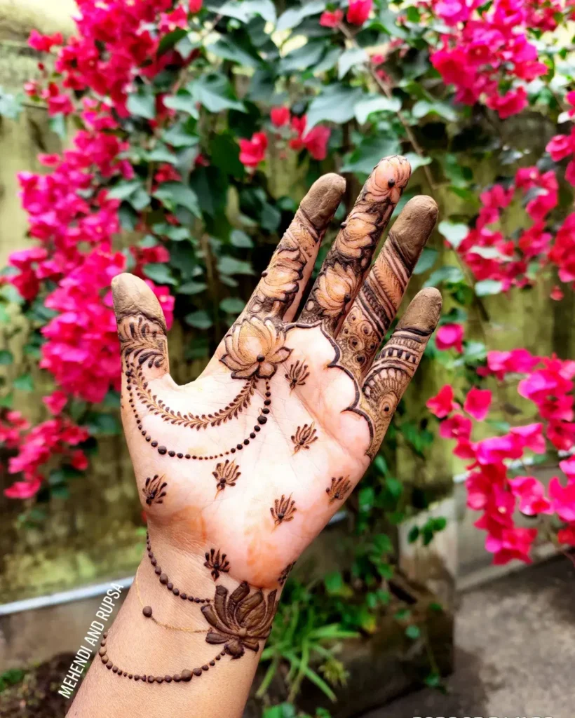 indo-arabic lotus with shaded petals mehndi designs