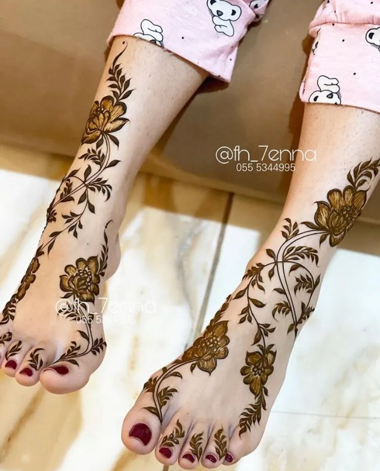 40+ Foot and Leg Mehndi Designs: Easy, Simple & Bridal Look for 2026 24 Arabic Leg and Foot Mehndi Design