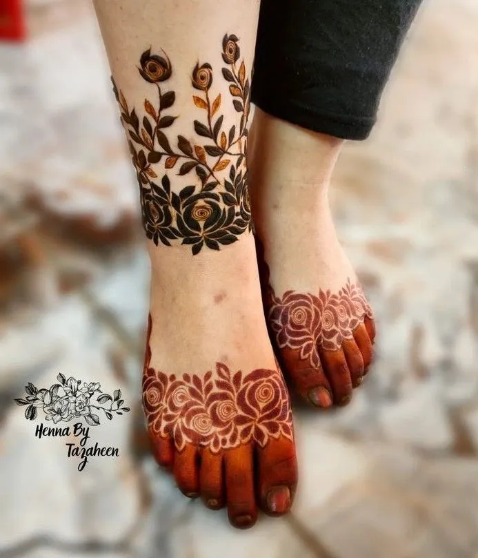 40+ Foot and Leg Mehndi Designs: Easy, Simple & Bridal Look for 2026 2 leg mehndi design