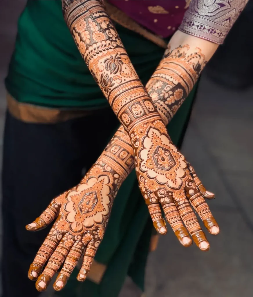 lightweight nikkah-style bridal lotus mehndi designs