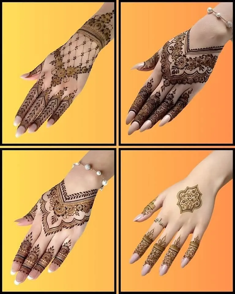 60+ Stylish Back Hand Mehndi Designs You Must Try in 2026! 30 line art back hand mehndi designs