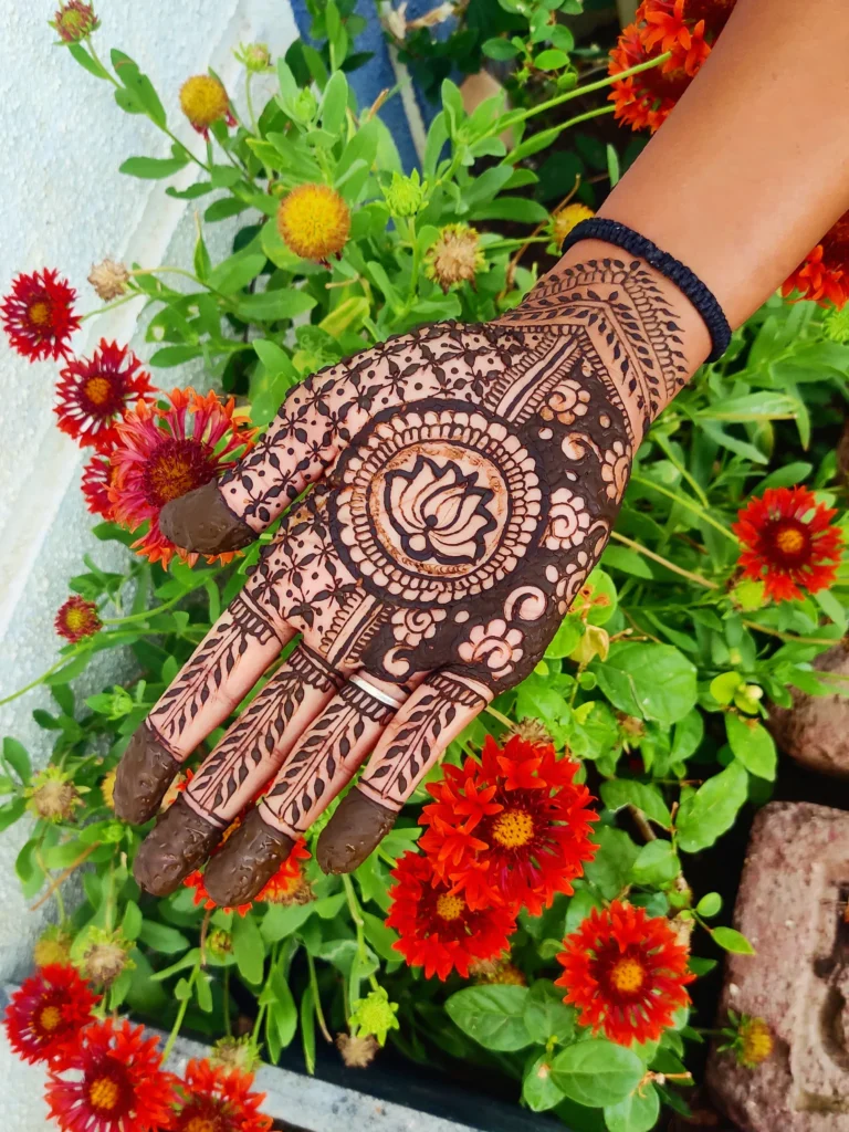 lotus and mandala combination mehndi designs