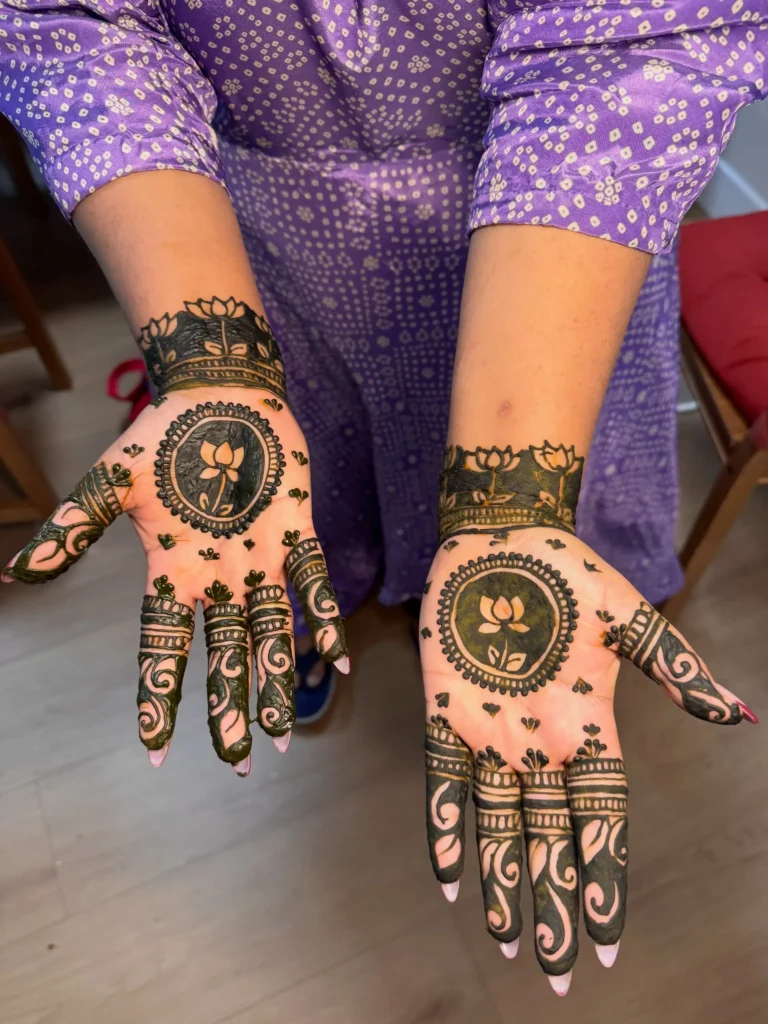 lotus and paisley combination mehndi designs
