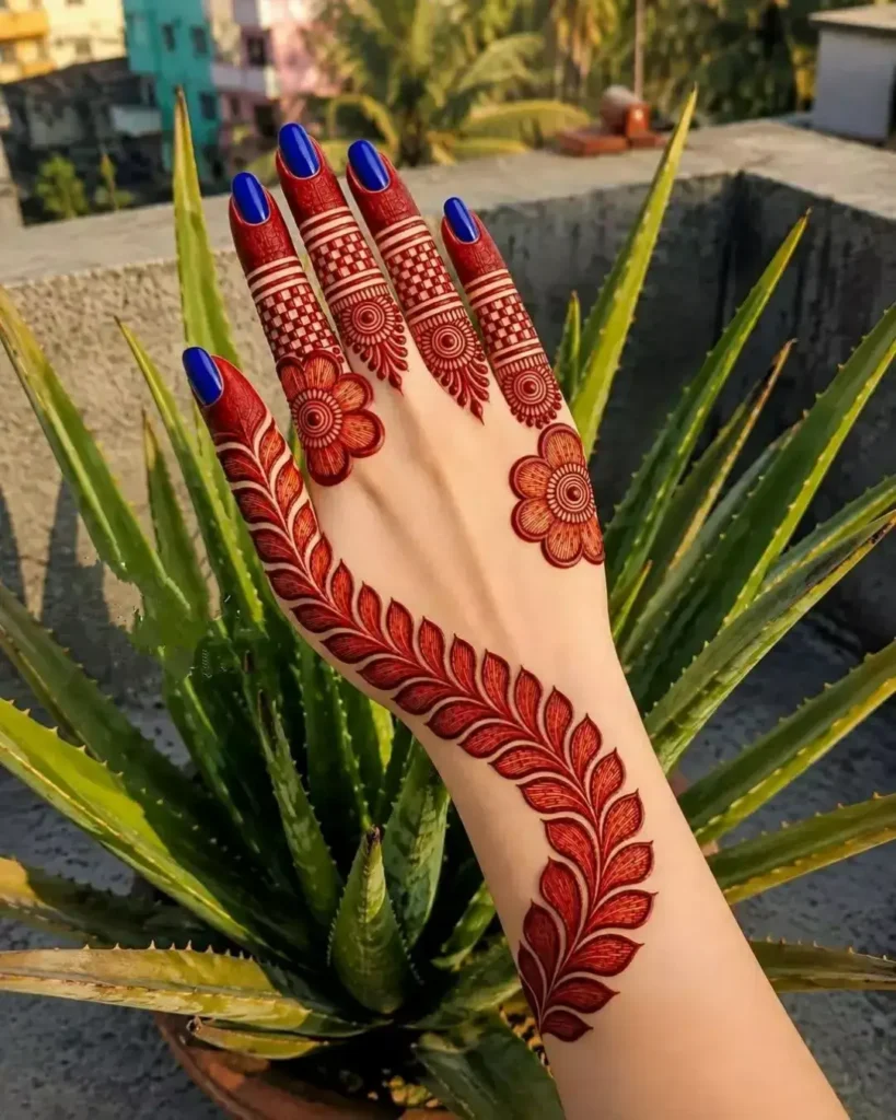60+ Stylish Back Hand Mehndi Designs You Must Try in 2026! 41 micro-minimalist finger vine back hand mehndi designs