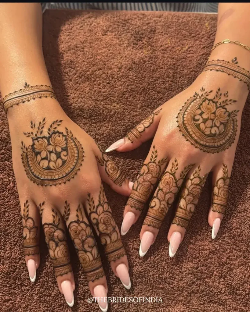 60+ Stylish Back Hand Mehndi Designs You Must Try in 2026! 42 negative space back hand mehndi designs