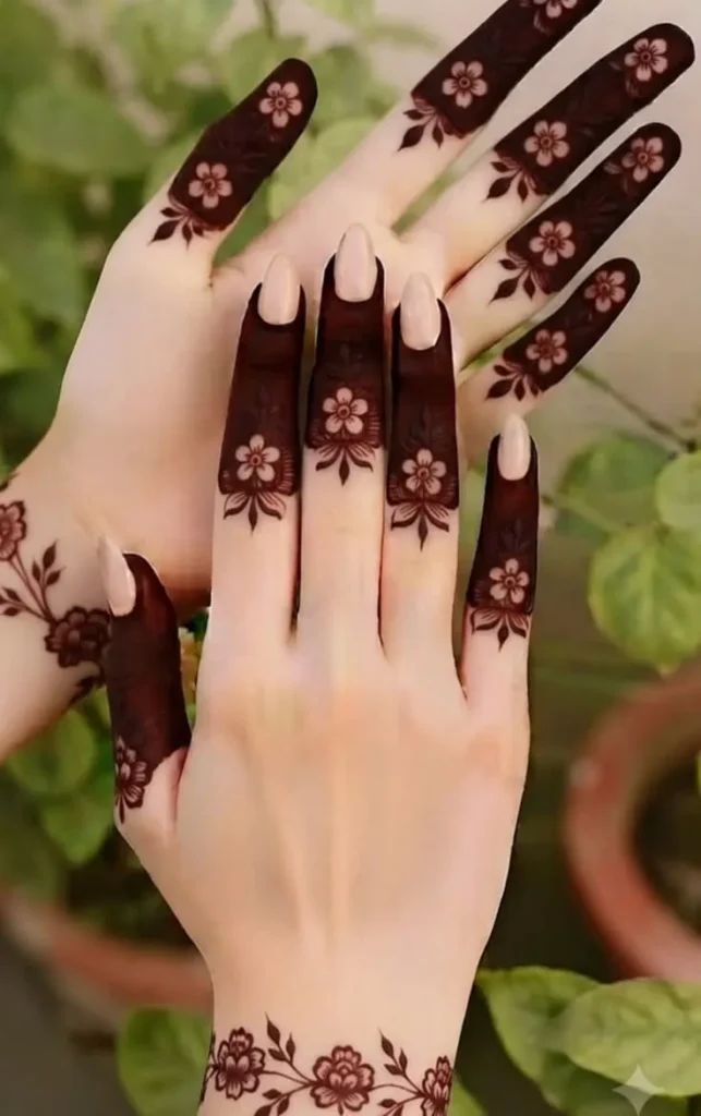Finger Mehndi Design: 40+ Ideas for When the Event Is Tomorrow 26 negative-space cuff finger mehndi design
