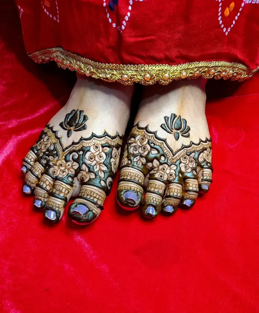 40+ Foot and Leg Mehndi Designs: Easy, Simple & Bridal Look for 2026 20 negative space lotus foot mehndi design