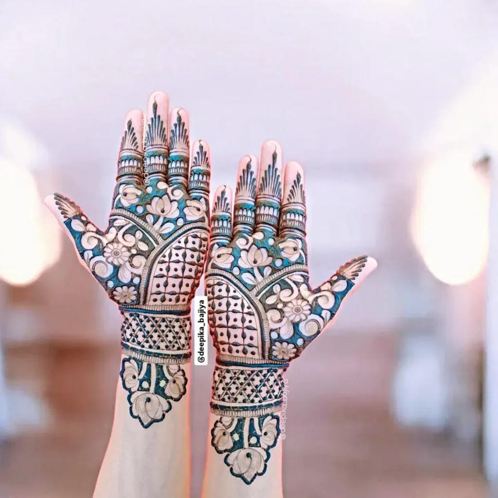 negative-space minimalist lotus flower mehndi designs