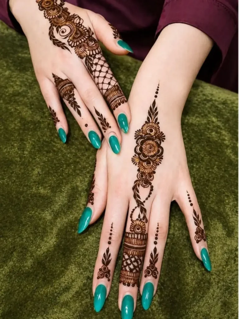 60+ Stylish Back Hand Mehndi Designs You Must Try in 2026! 8 one-finger arabic back hand mehndi designs