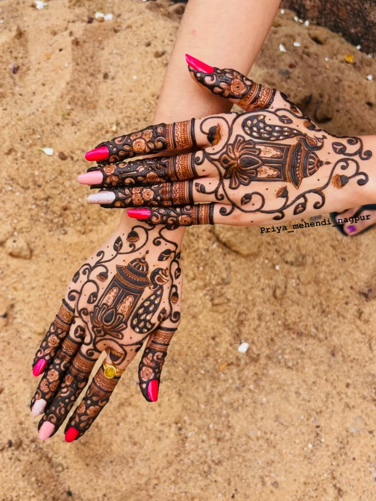 peacock feather arabic mehndi design
