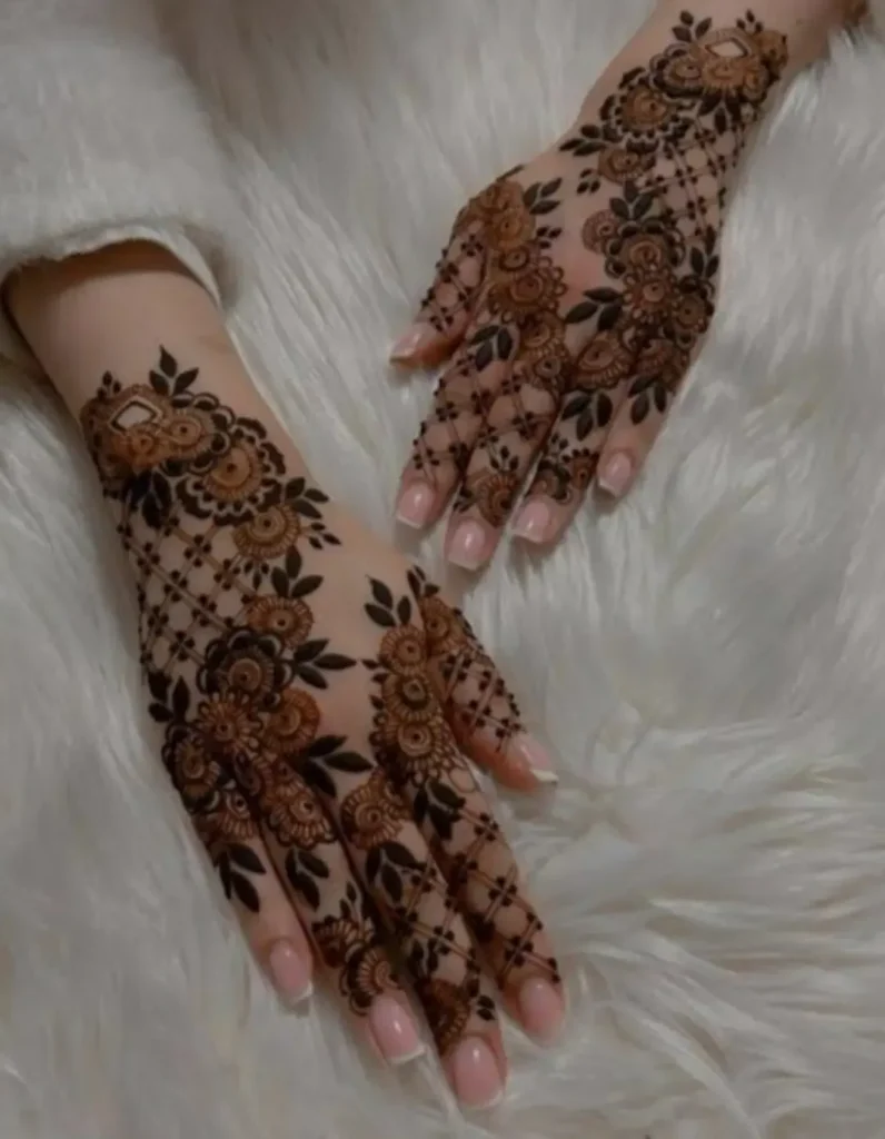 60+ Stylish Back Hand Mehndi Designs You Must Try in 2026! 31 rose back hand mehndi designs