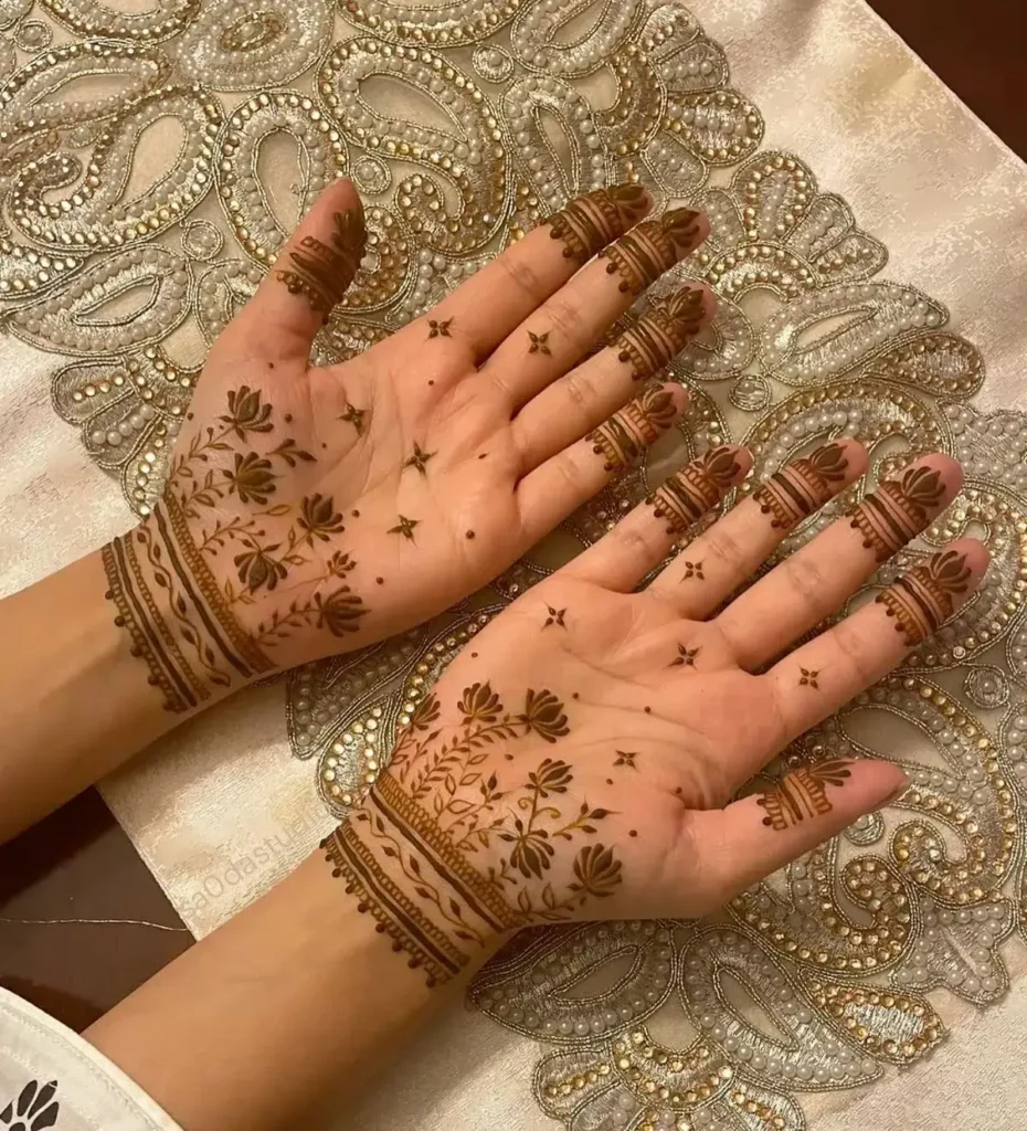 simple wrist lotus flower mehndi designs