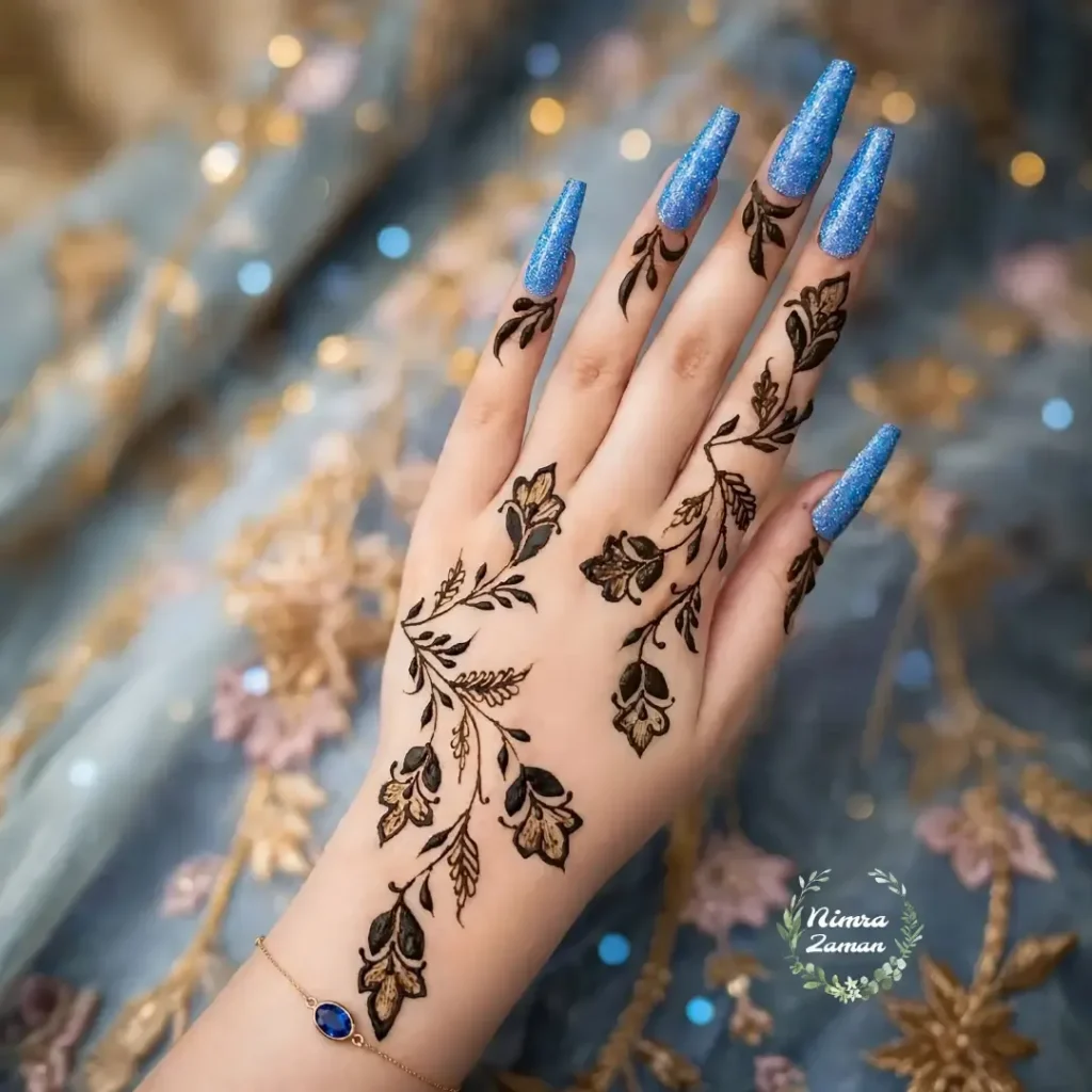 single finger vine arabic mehndi designs
