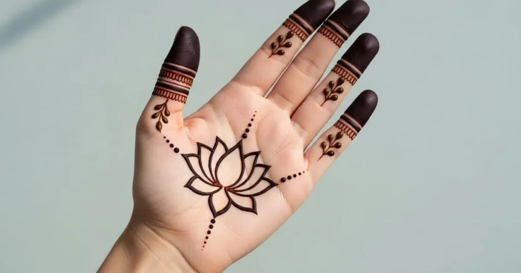 single-stroke lotus outline flower mehndi designs
