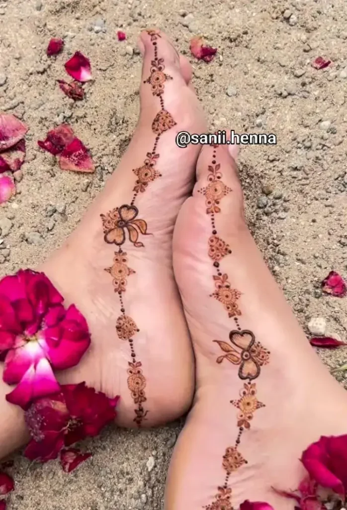 40+ Foot and Leg Mehndi Designs: Easy, Simple & Bridal Look for 2026 7 single vine along the side foot mehndi foot mehndi design