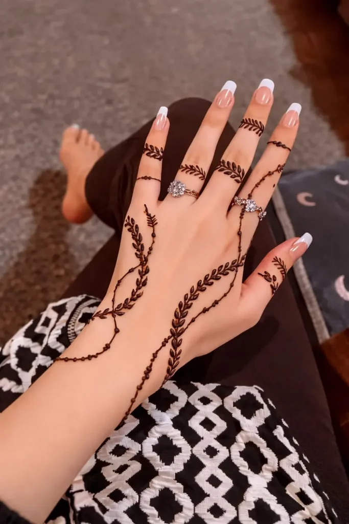 thumb vine and leaf finger arabic mehndi designs