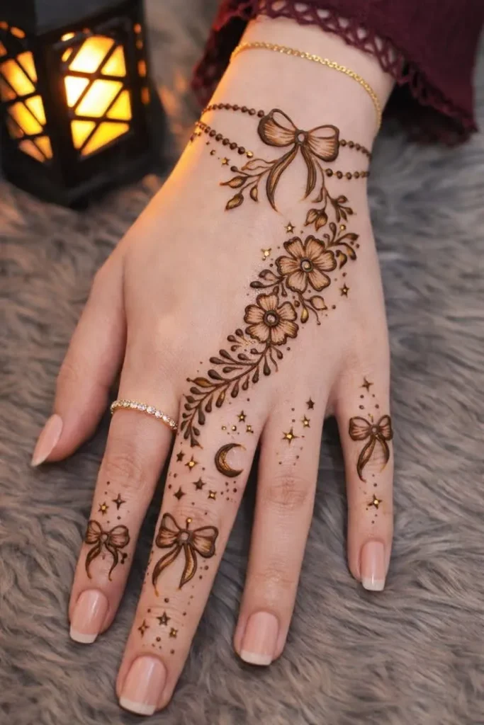 two-finger floral trail arabic mehndi design