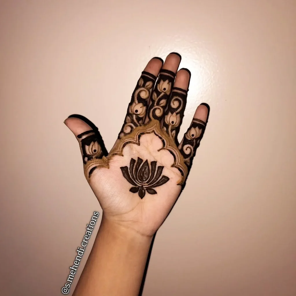 two-minute lotus palm lotus flower mehndi designs