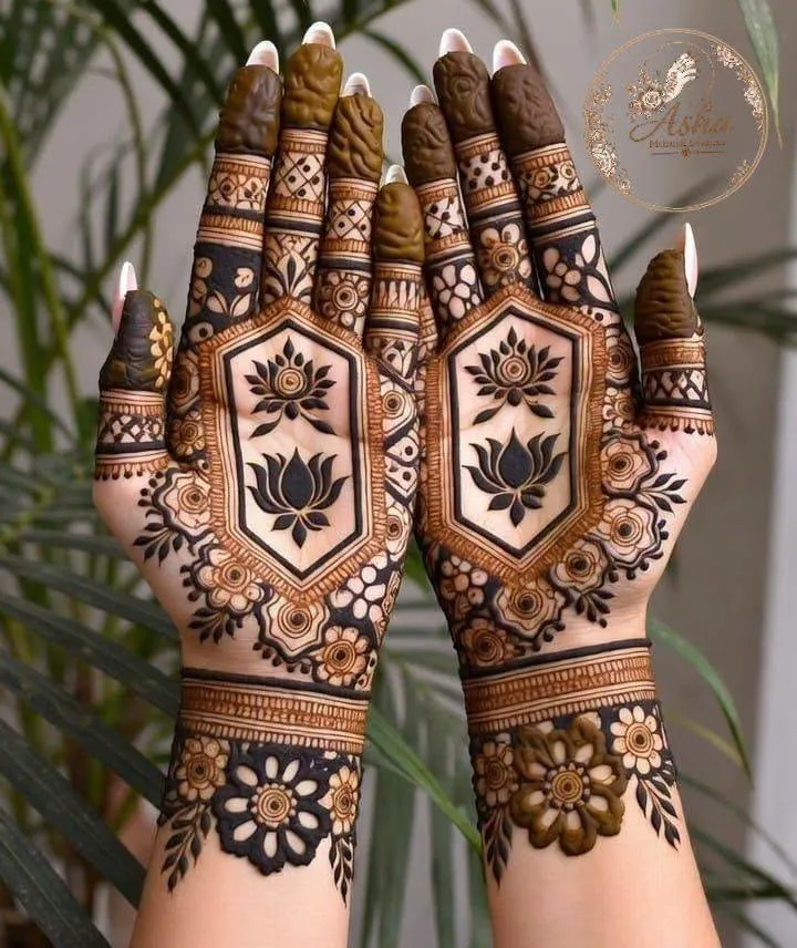 wrist cuff lotus band mehndi designs