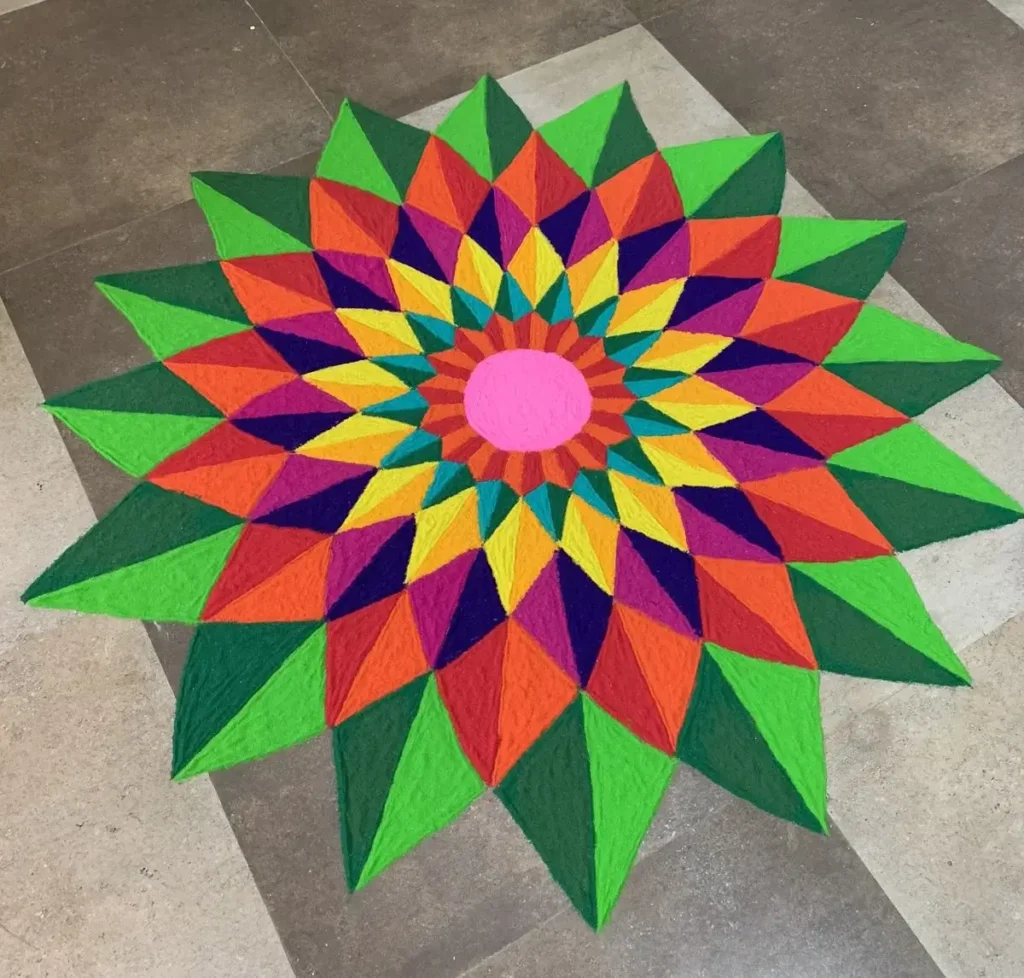 100+ Attractive Rangoli Designs: Create Stunning Art in Minutes 32 3D Rangoli Design