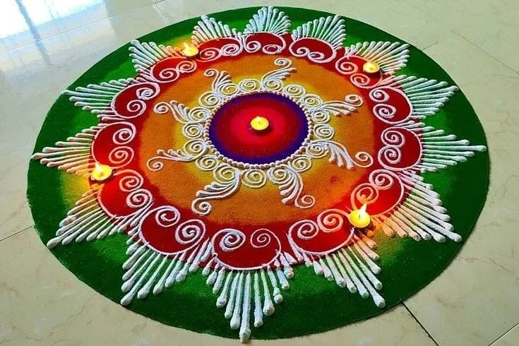 100+ Attractive Rangoli Designs: Create Stunning Art in Minutes 29 Big Circle Rangoli Design