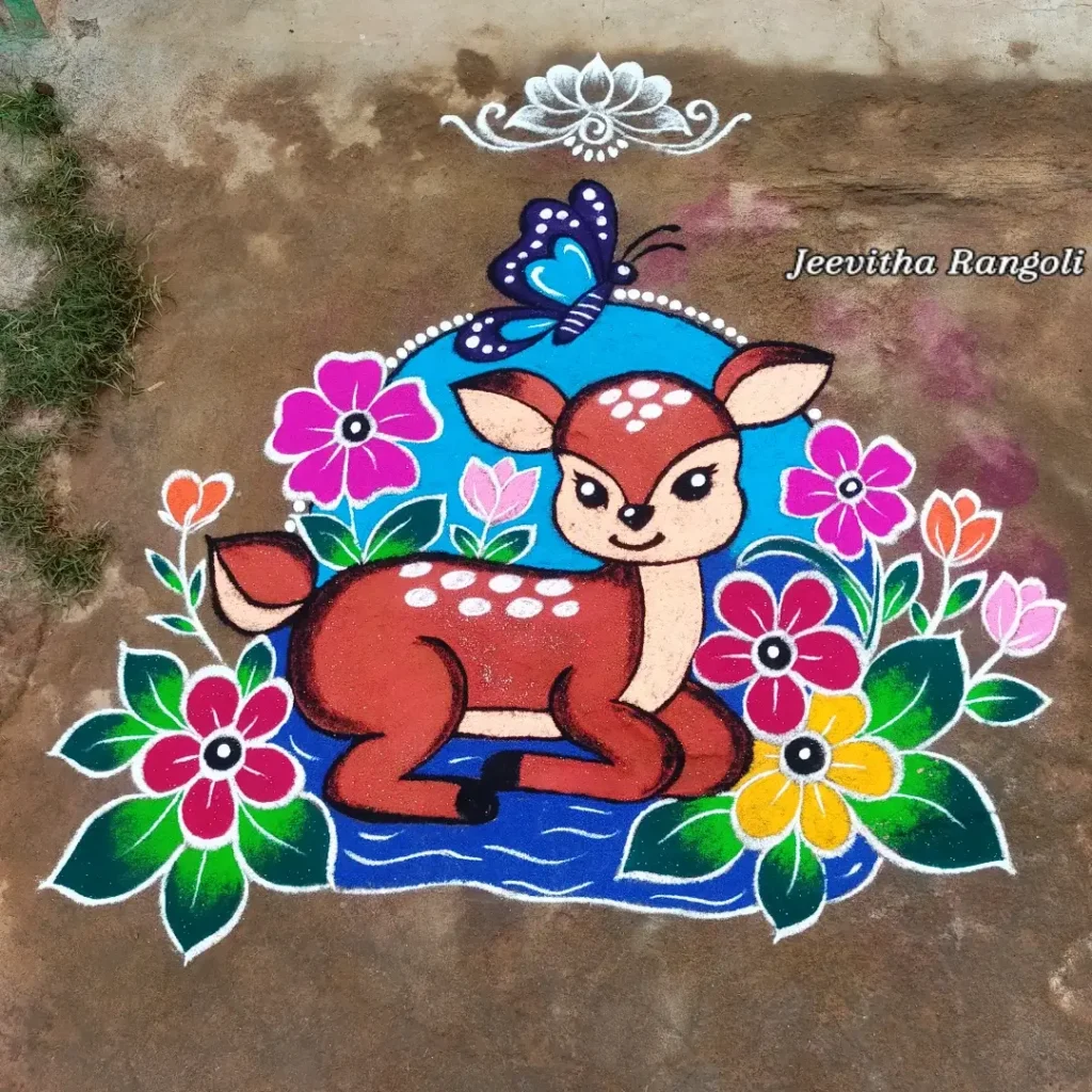 100+ Attractive Rangoli Designs: Create Stunning Art in Minutes 76 Cartoon Rangoli for New Year