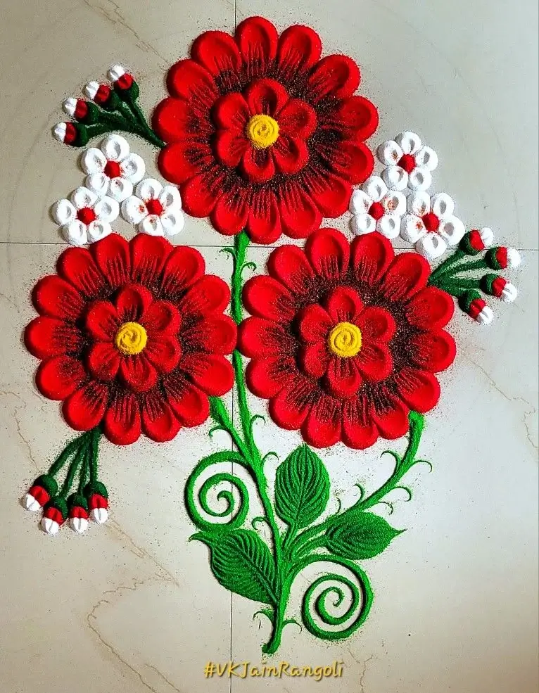 100+ Attractive Rangoli Designs: Create Stunning Art in Minutes 25 Easy Rangoli with Flowers and Leaves