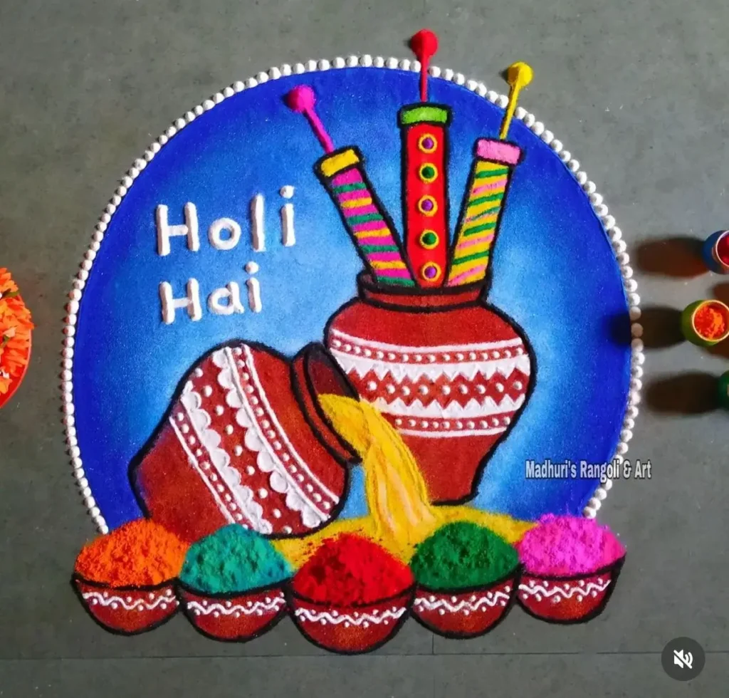 100+ Attractive Rangoli Designs: Create Stunning Art in Minutes 53 Holi Rangoli Design