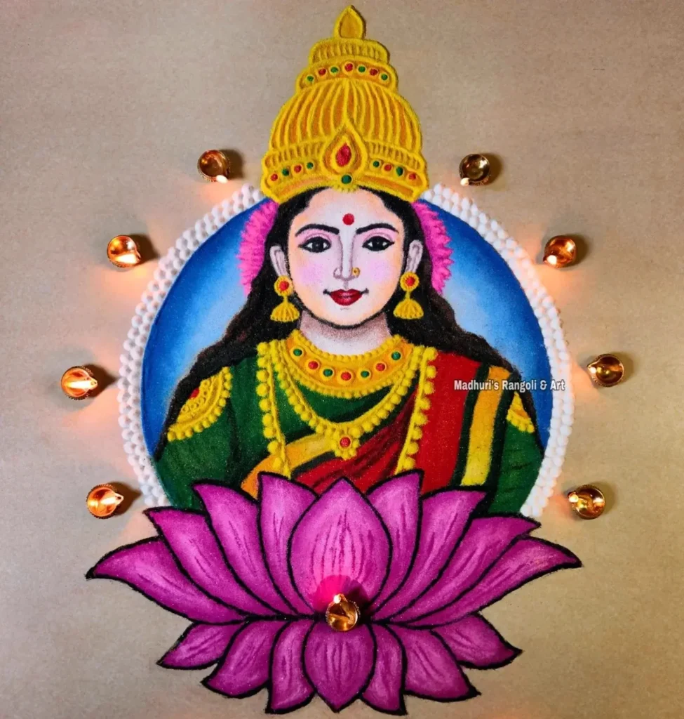 100+ Attractive Rangoli Designs: Create Stunning Art in Minutes 12 Laxmi Mata Rangoli Designs for Diwali
