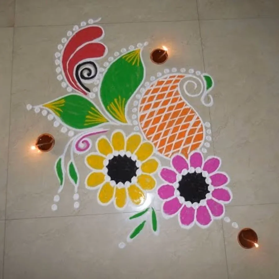 100+ Attractive Rangoli Designs: Create Stunning Art in Minutes 15 Narak Chaturdashi Rangoli