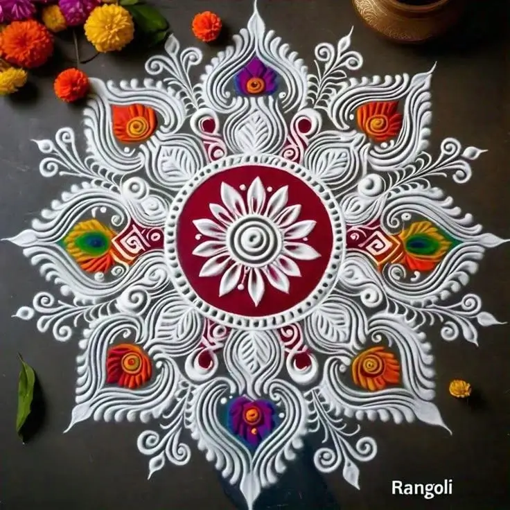 100+ Attractive Rangoli Designs: Create Stunning Art in Minutes 39 White Rangoli Design
