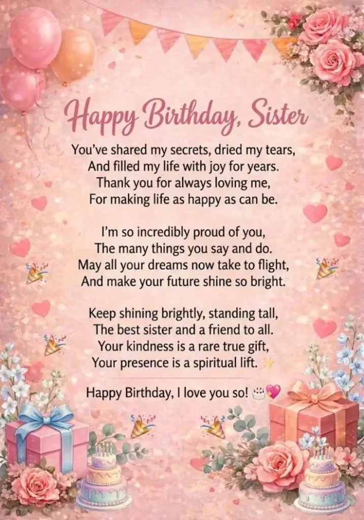 sister birthday wishes in english