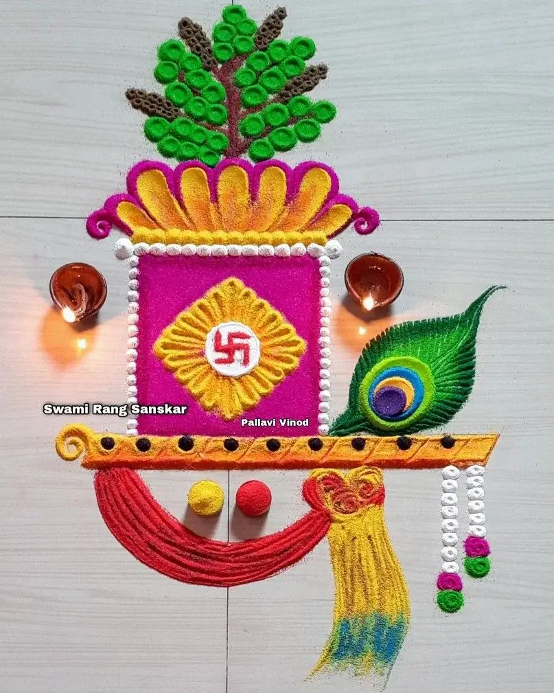 100+ Attractive Rangoli Designs: Create Stunning Art in Minutes 80 tulsi rangoli